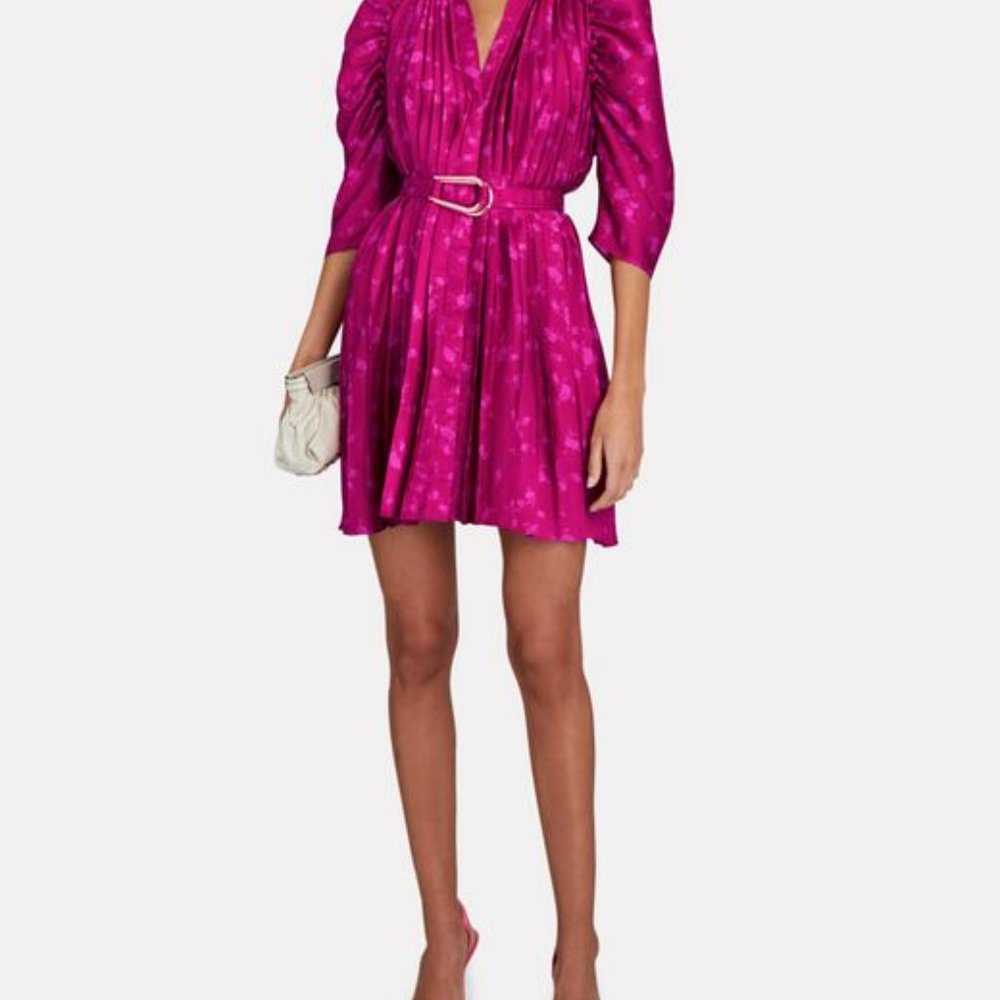 NWT!! ACLER Ivy Pleated Floral Satin Mini Dress - sz 2
